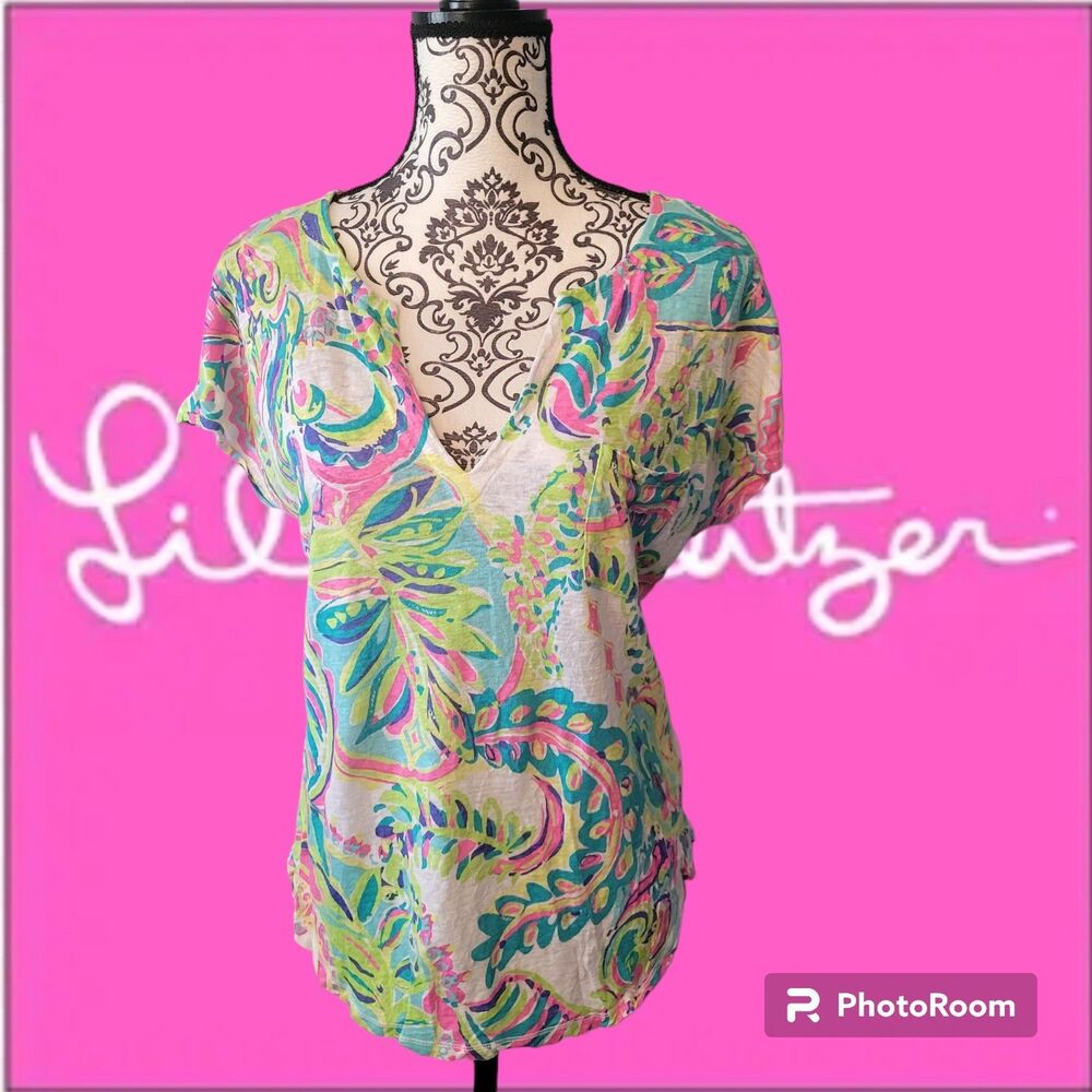 Lilly pulitzer linen v-neck M